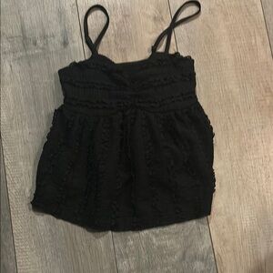 SHEIN Black Smocked Camisole with Spaghetti Straps
